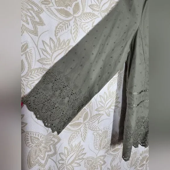 OLD NAVY VINTAGE 100% COTTON Y2K ARMY GREEN JACKET BLAZER W/EMBROIDERY sz S NEW - Picture 9 of 11